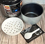 Мультиварка на 6 л 1800 Вт із чашею на парі з LED-екраном для швидкого готування 12 автоматичних програм, фото 3