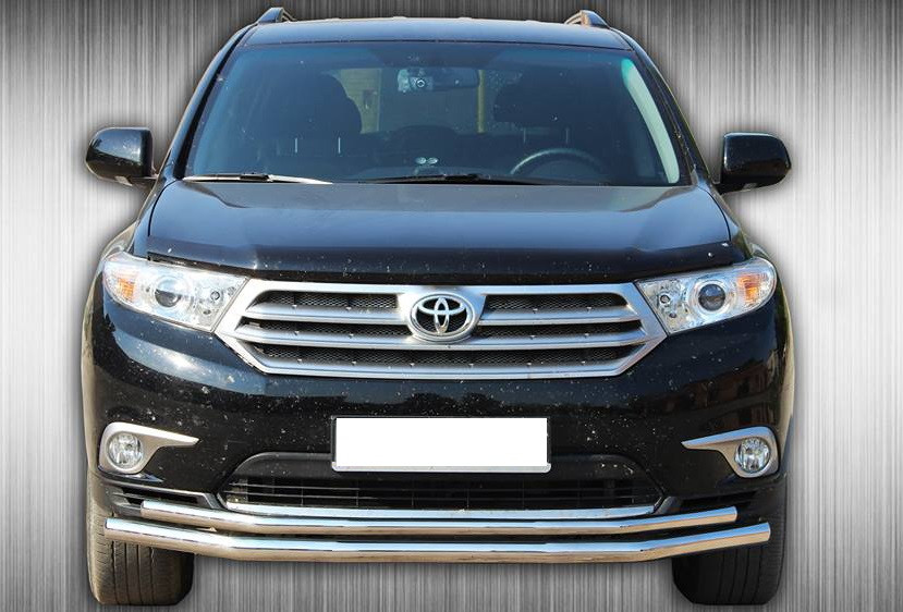 Кенгурятник УС подвійний d60/42 захист передній впродовж бампера Toyota Highlander 2007-2013 0777