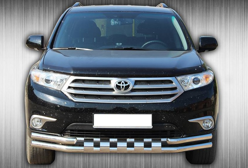 Захист переднього бампера ВУС SHARK подвійний Toyota Highlander 2007-2013 Кенгурятник дуги пороги