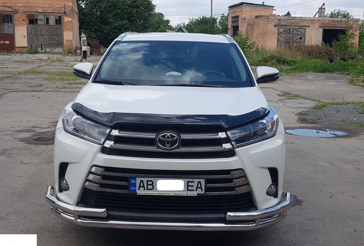 Захист переднього бампера ВУС подвійний Toyota Highlander 2013-2019 Кенгурятник дуги пороги