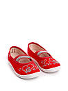 Літні туфлі мокасини для дівчинки на резинці червоні / дитячі текстильні сліпони тапочки в садочок, фото 3
