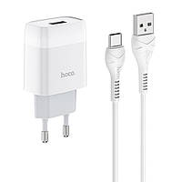 TU  TU Сетевое зарядное устройство Hoco C72A USB белое + кабель USB to Type-C