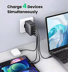 Універсальний портативний швидкий зарядний пристрій Ugreen CD226 GaN 100W 3C1A на 4 USB, фото 5