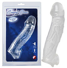 Прозора насадка на член з подовженням та кільцем для яєчок Crystal Clear Penis Sleeve With Extension & Ball Ring