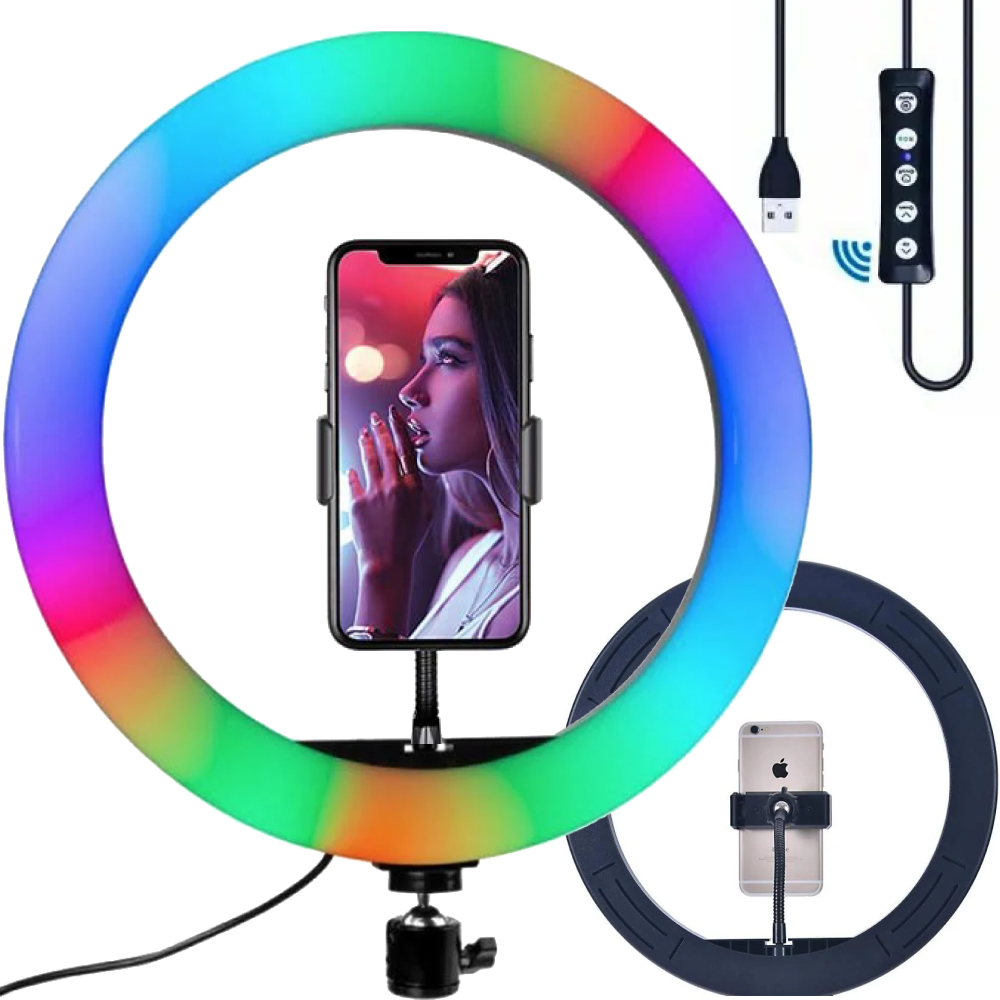 Кольцевая RGB лампа 30 см RD-12, питание от USB / Двухсторонняя цветная  лампа LED с держателем для телефона (ID#1863373947), цена: 428 ?, купить на  Prom.ua