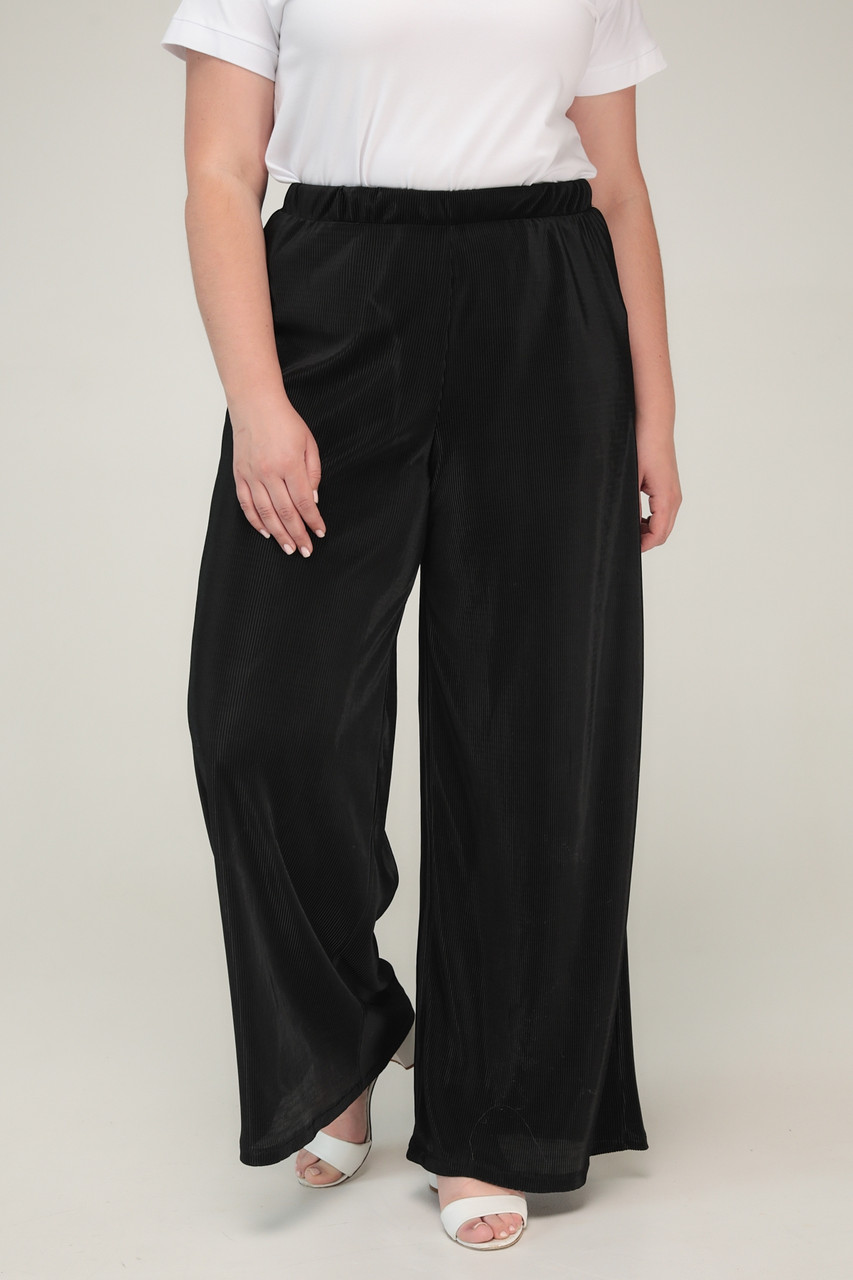 Жіночі літні широкі чорні брюки палаццо розмір 48 50 52 54