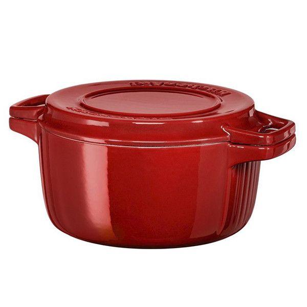 Каструля чавунна з кришкою-сковородою гриль KitchenAid 3.77 л червона KCPI40CRER