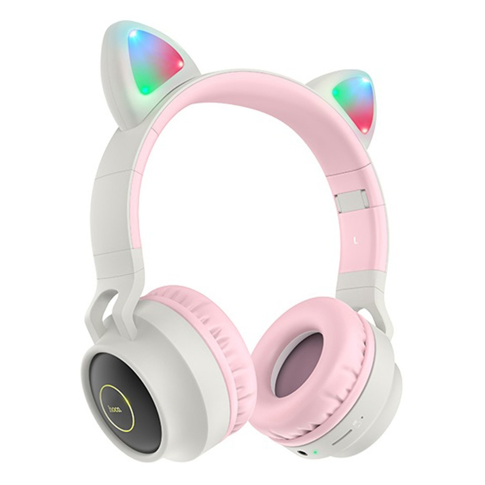 TU TU Беспроводные наушники Hoco W27 Cat Ear накладные с ушками и LED подсветкой gray, фото 1