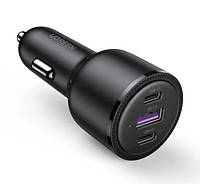 Автомобильное зарядное устройство Ugreen CD239 2xUSB Type-C PD + USB-A Car Charger 69W Max Черный