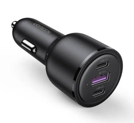 Автомобільний зарядний пристрій Ugreen CD239 2xUSB Type-C PD + USB-A Car Charger 69W Max Чорний, фото 1