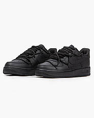 Чоловічі кросівки Nike Air Force 1 Low Black Off Shoelaces Custom ALL09775, фото 4