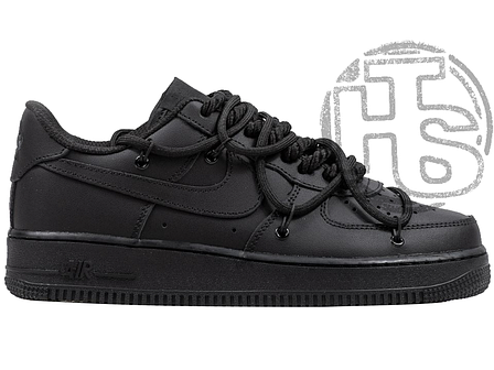 Чоловічі кросівки Nike Air Force 1 Low Black Off Shoelaces Custom ALL09775, фото 1