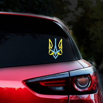 Наклейка на авто Герб рельєфний жовто-блакитний 25*19см +монтажна плівка, фото 1