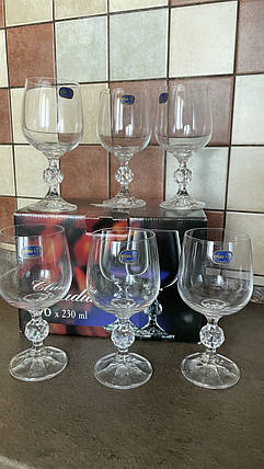 Набір келихів для вина Bohemia Claudia 230 мл 6 шт, фото 2