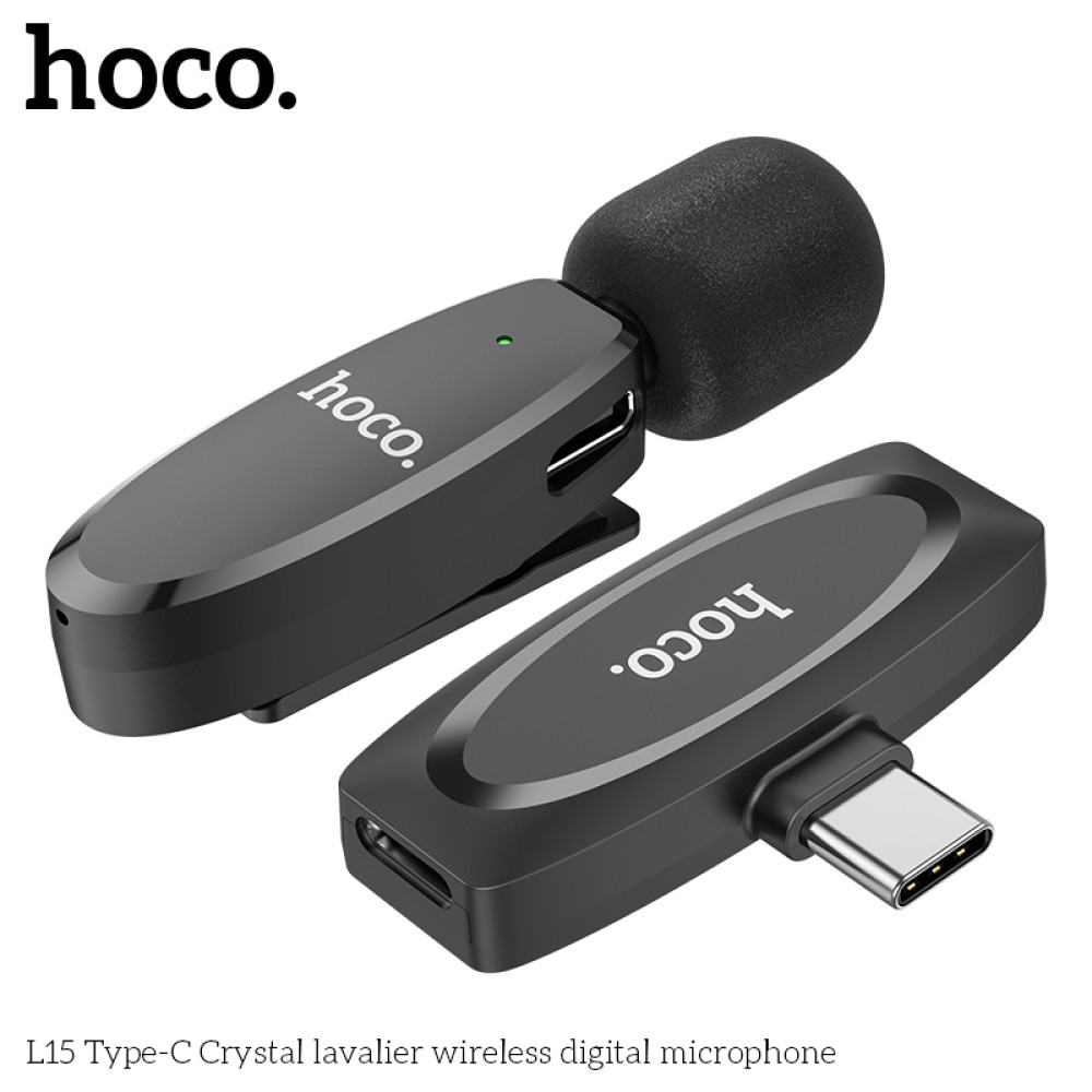 Мікрофон петличний бездротовий Hoco L15 Type-C Crystal digital microphone, фото 1