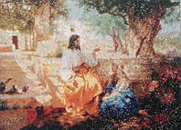 Набор Алмазная мозаика вышивка Иисус и Мария Магдалина Новый Завет Марфа на подрамнике 5d 40х50 см