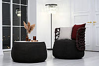 Кресло-лаунж вращающееся Гелиос полиэфирная лента с наполнителем G18 Горчичный меланж ткань Дралон (Pradex ТМ) шнур сепия ткань темно-серая