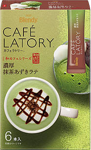 Ajinomoto AGF Blendy Cafe Latte Rich Matcha Azuki Latte лате з матча і пастою Адзукі, стіки по 11,3 г. 6 штук