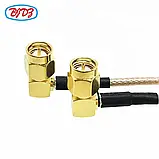 Пігтейл SMA-Male 90° - SMA Male ВЧ кабель перехідник RG316 довжина 45 см кутовий, фото 5