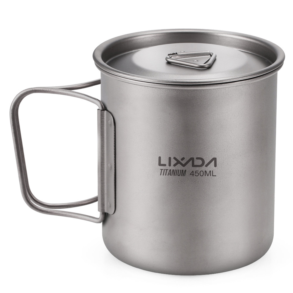 Туристичний титановий кухоль Lixada titanium 450 мл. Туристичний посуд із титану.