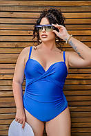 Жіночий злитий синій купальник великі розміри