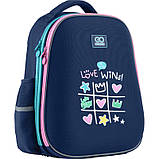 Рюкзак GoPack Education напівкаркасний Love wins! 38x28x13 см 15 л синій (130-145см), фото 3
