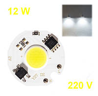 Світлодіодний модуль матриця COB LED 12W 6500K 220V Cold White