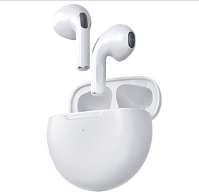 Бездротові Bluetooth-навушники Mini Pro 6 TWS білі вкладки з мікрофоном і сенсорним керуванням
