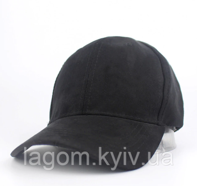 Оксамитова кепка бейсболка унісекс чорна Suede Cap, фото 1