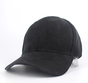 Оксамитова кепка бейсболка унісекс чорна Suede Cap