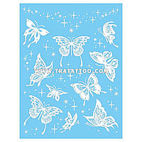 Набор белых наклеек тату в виде бабочек