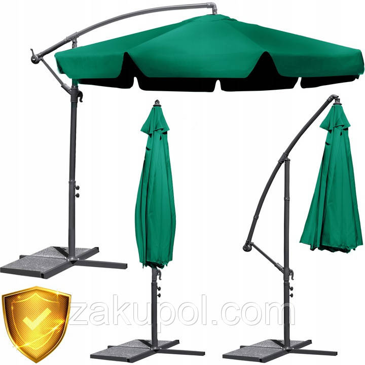 Зонт садовый угловой с наклоном PLONOS 350 зеленый - фото 4 - id-p1855824695