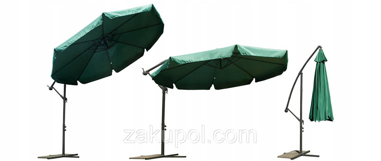 Зонт садовый угловой с наклоном PLONOS 350 зеленый - фото 5 - id-p1855824695