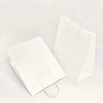 Пакет паперовий крафт білий з ручками 42х32х15 см