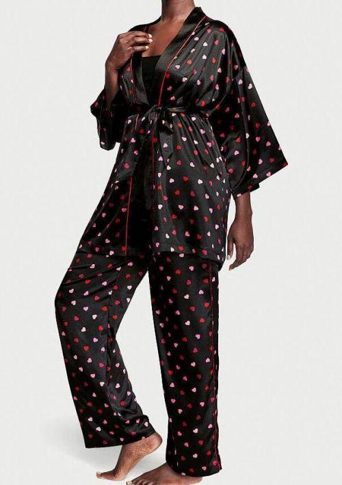 Піжама сатинова Victoria's Secret 3-Piece Satin Pajama Set M-L