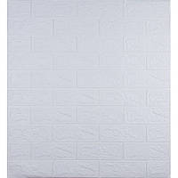 Декоративная стеновая 3Д панель самоклейка под кирпич белая матовая 77*70 см (3 мм)