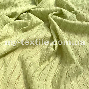 Тканина Коттон мережка з пухирцем Фісташка