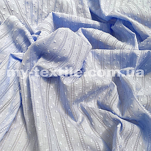 Тканина Коттон мережка з пухирцем Блакитний насичений