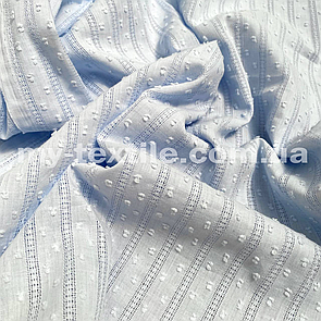 Тканина Коттон мережка з пухирцем Блакитний світлий