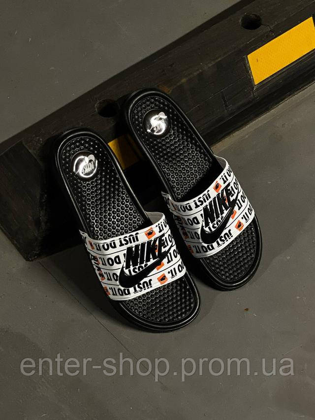 Шлепки летние Nike Black новинка Шлепанцы стильные мужские черные Найк ...