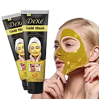 Золотая биоколлагеновая маска для лица с биозолотом и коллагеном Dexe Gold Mask и