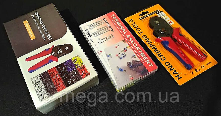 Кліщі HSC8 6-4 для опресування 0.25-10 мм² та набір наконечників 1200 штук, фото 1