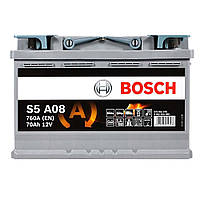 Автомобильный аккумулятор BOSCH AGM 70Ah 760A R+ (S5A 080) (L3)