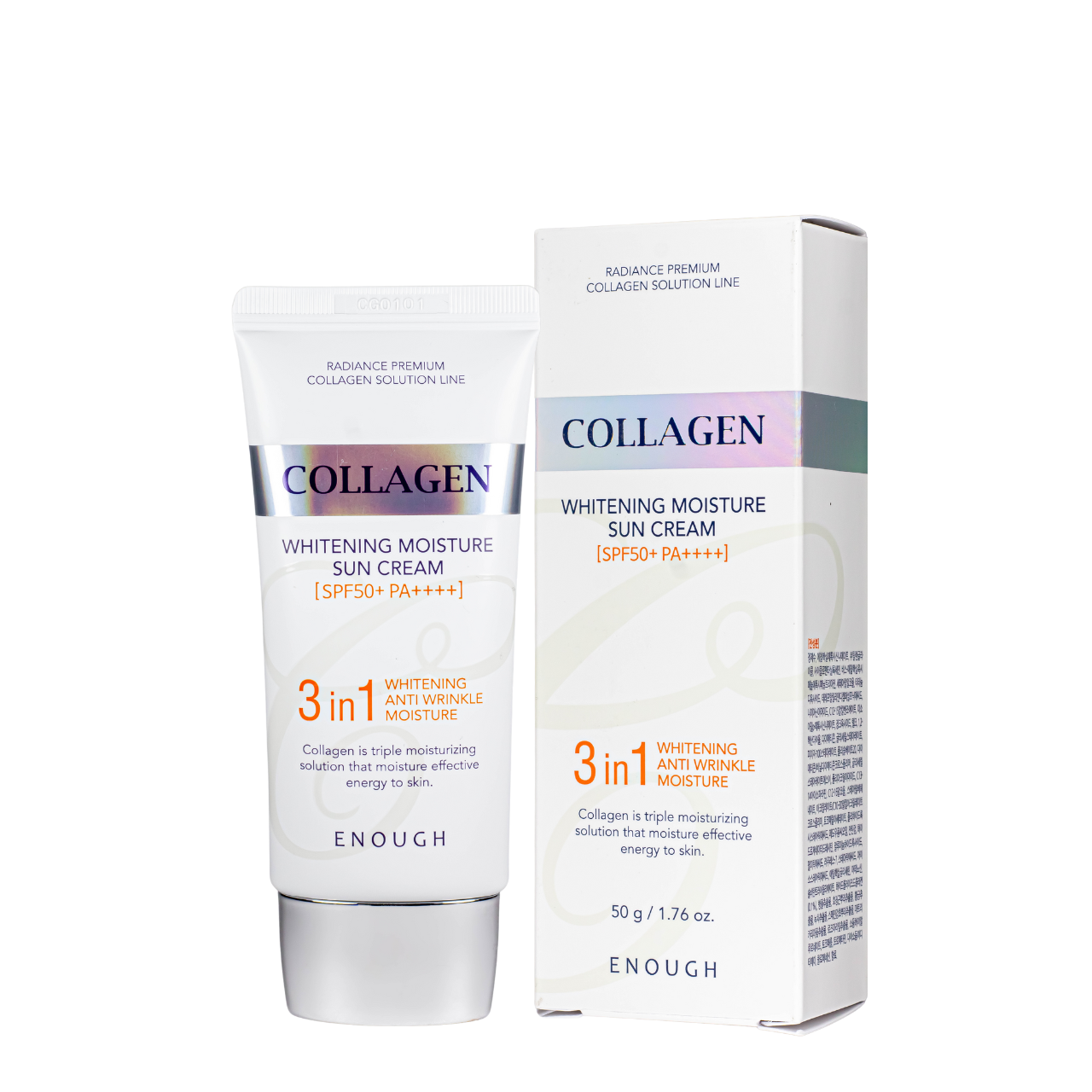 Сонцезахисний крем с SPF50+ PA++++ Enough Collagen 3in1 з ефектом відбілювання, 50 мл, фото 1