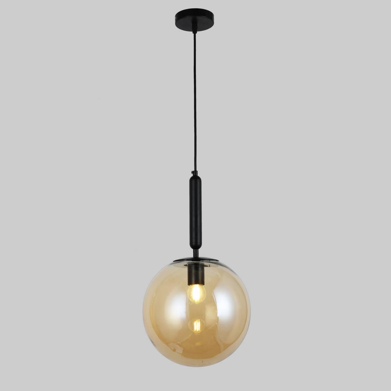 Чорний скляний підвіс 25см (916-3525-1 BK+BR)