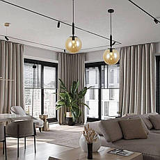 Чорний скляний підвіс 25см (916-3525-1 BK+BR), фото 3