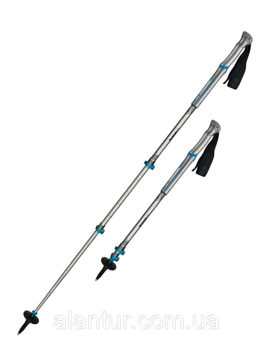 KOMPERDELL Shockmaster Pro Powerlock - Срібний/Синій, надійні трекінгові палиці з регулюванням довжини, фото 1
