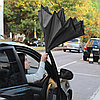 Парасолька зворотного складання 110 см, Чорна / Чоловіча розумна парасолька з круглою ручкою, фото 2