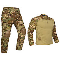 Тактический костюм Multicam Штурмовая боевая форма рубашка убакс, штаны мультикам с наколенниками, спандекс