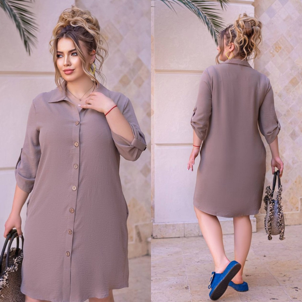 Літнє плаття сорочка на кожен день Розміри: 52, 54, 56, 58, фото 1